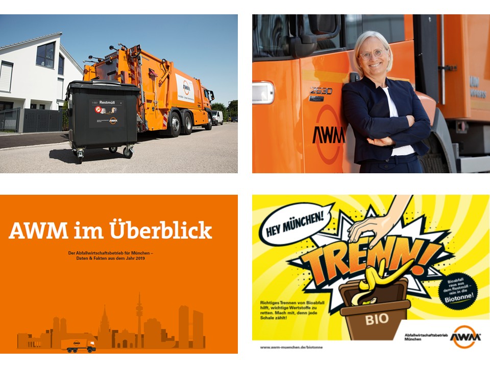 Eine Vollage aus Pressefotos, Kampagnenmotiven und dem Deckblatt des Geschäftsberichts